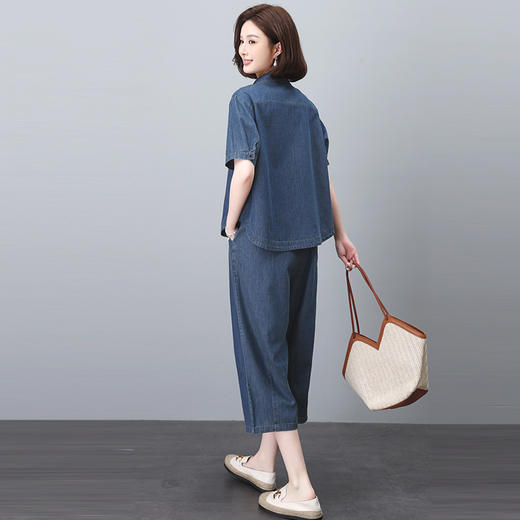 中年妈妈薄款牛仔套装，时尚减龄洋气两件套HR-YJT85032 商品图1
