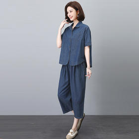 中年妈妈薄款牛仔套装，时尚减龄洋气两件套HR-YJT85032