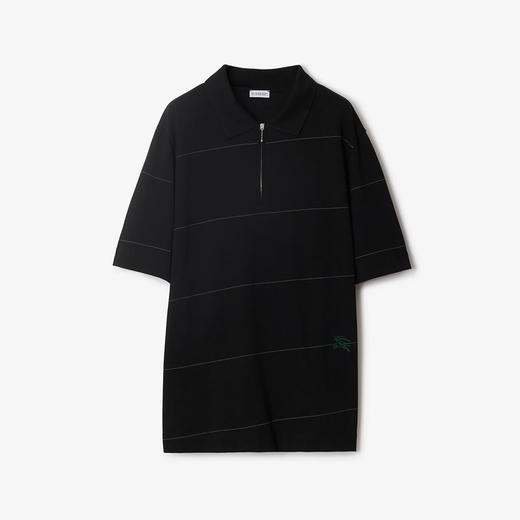BURBERRY 巴宝莉 男士马术骑士徽标刺绣条纹棉质短袖 Polo 衫 黑色 8083718 A1189 商品图0