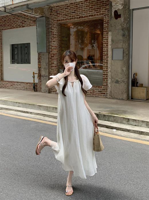 【GZ】无忧购法式温柔海边度假风宽松显瘦居家外穿小飞袖连衣裙1819（截单后7天发货)25年清仓捡漏 商品图4