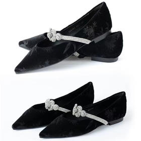 现货，下单72小时内发货【云影流竹高奢国风鞋子】竹叶天鹅绒，羊皮内里，加宽加高版