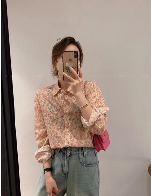 老米优品🌸gao品质！法式夏日《韩代款 粉色碎花纯棉防晒衬衫》100%棉，来去缝工艺考究，谁不爱碎花！CY240515A 商品图10