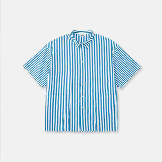 DIGAWEL Side pocket S/S shirt 超长棉侧口袋廓形短袖条纹衬衫 商品图4