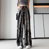 雀说松紧高腰水墨画宽松休闲裤女薄款垂感直筒防晒阔腿裤AL1648 商品缩略图1