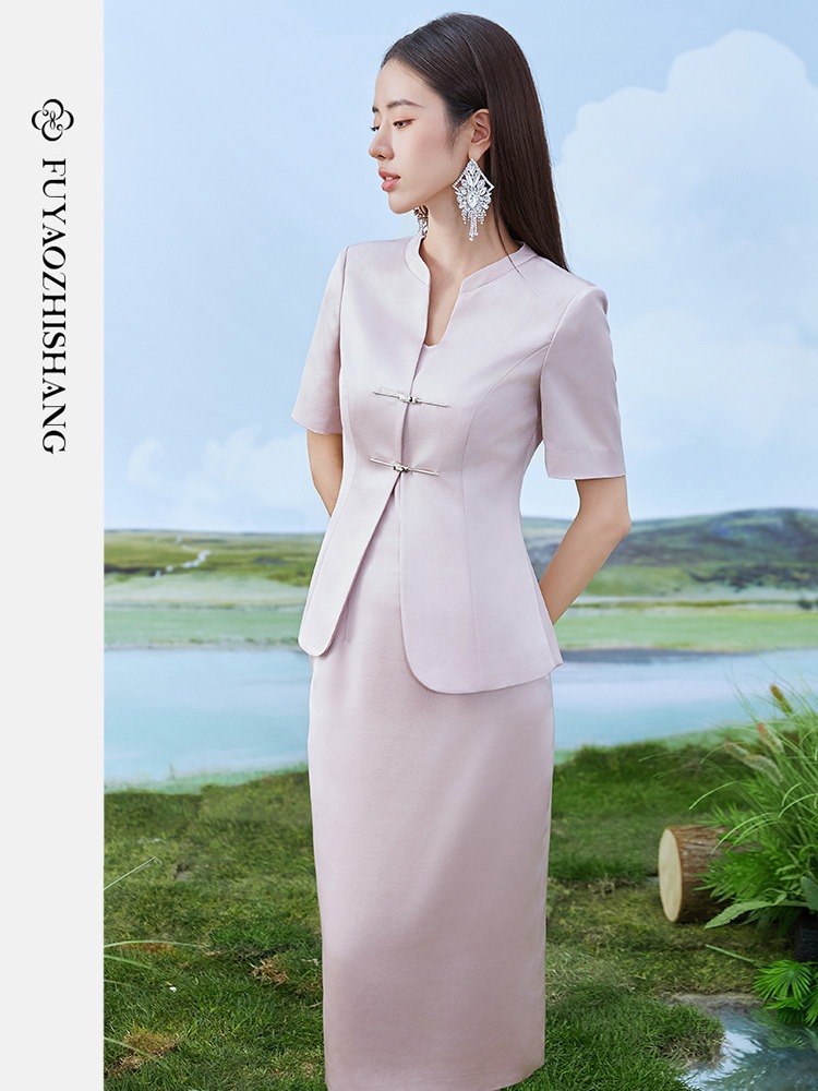 IWY/扶摇系列 粉色夏季新中式时尚减龄洋气西装套装FYCQ373