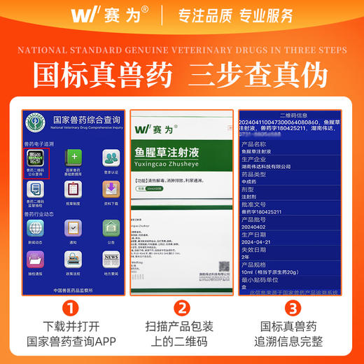 赛为兽药鱼腥草注射用液兽用正品母羊猪牛产后康益母消炎头孢针剂-赛为 商品图1