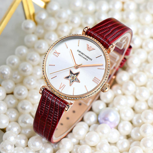 新款Armani阿玛尼满天星女士手表  时尚气质轻奢皮带镂空机械表AR60044 商品图0