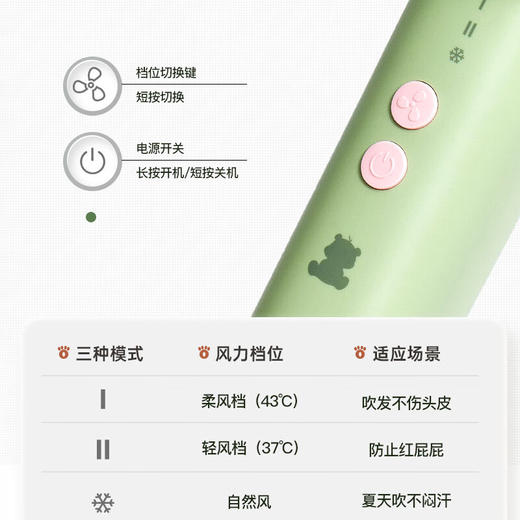 【儿童节】小白熊儿童吹风机轻音便捷恒温小白熊婴儿吹风机吹跑红屁屁HF 商品图5