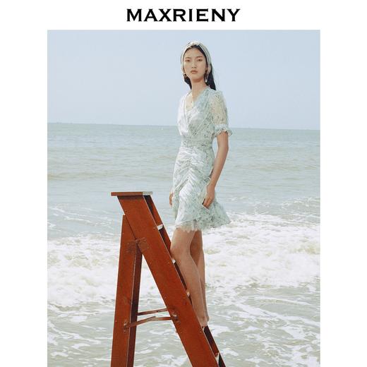 MAXRIENY蕾丝气质性感夏季复古春夏法式印花连衣裙设计师薄荷曼波(货号:MC87DR319) 商品图1