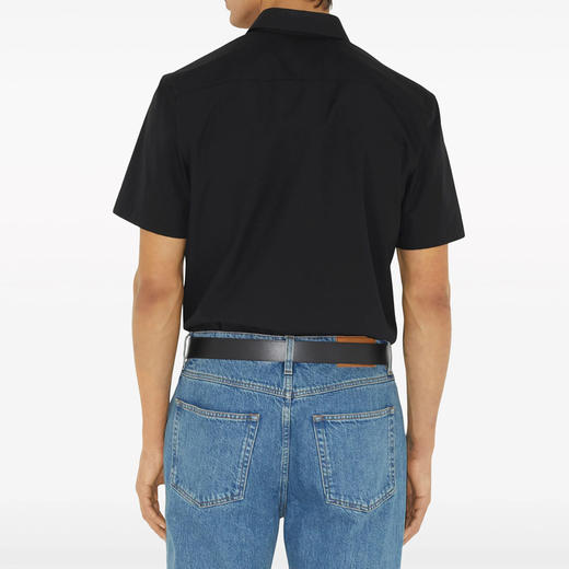 BURBERRY 巴宝莉 男士马术骑士徽标弹力棉质短袖衬衫 深蓝色 8079595 A1222 商品图3