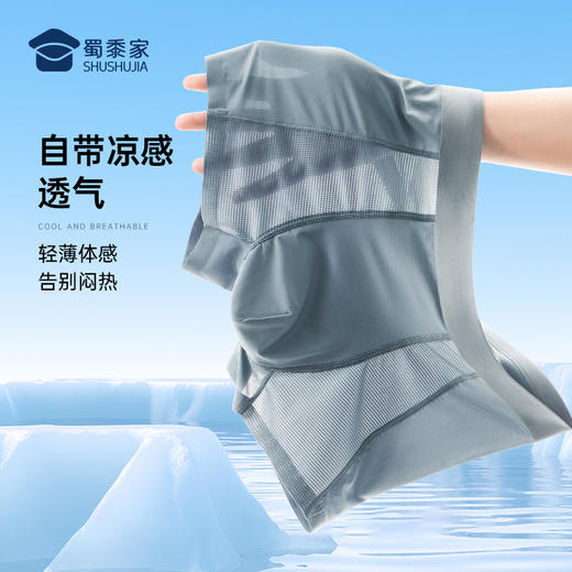 【实付满399送保温杯】【冰丝网孔抑菌无痕男士内裤】透气无痕四角短裤高弹凉感平角裤衩 商品图1