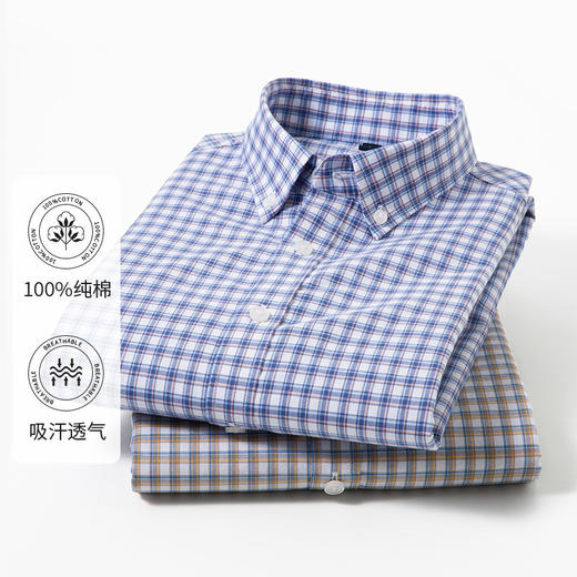 红览 男短袖衬衫夏季薄款纯棉休闲衬衣 商品图2