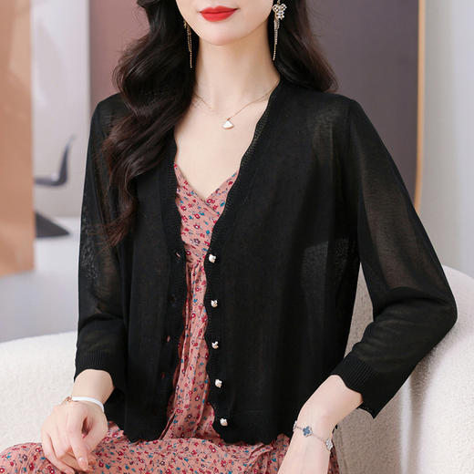 CC101-90956冰丝针织空调外套女士夏季短披肩薄款配裙子2024小外搭防晒开衫 商品图5