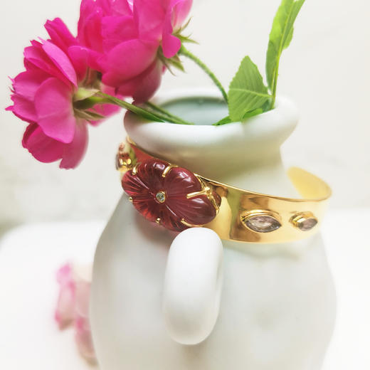 北京仓｜Leticia Ponti-Manchette Camila-玫瑰色碧玺 水晶 手镯［法国设计师］ 商品图3