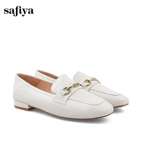 Safiya/索菲娅2024复古金属扣真皮石头纹通勤单鞋 SF41112413 商品图6