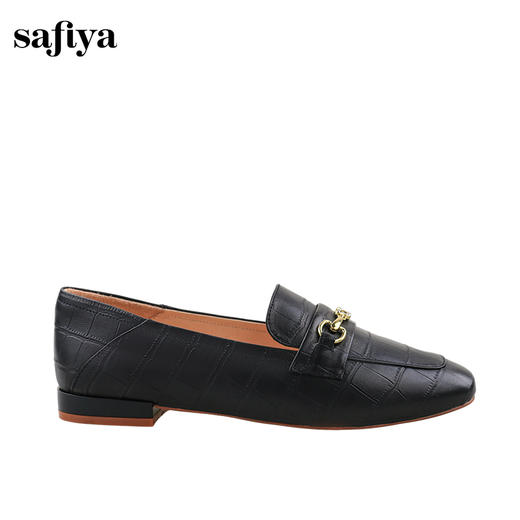 Safiya/索菲娅2024复古金属扣真皮石头纹通勤单鞋 SF41112413 商品图5