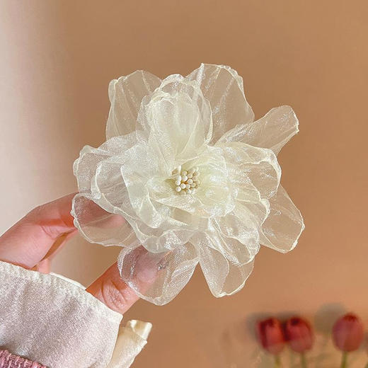 【绝美啦❗️超仙欧根纱花朵发夹】2025年新款度假风刘海夹森系花花夹子，带上秒拍氛围感照片美出新高度，网红夹子发饰仙女款发饰后脑勺夹QQ 商品图7