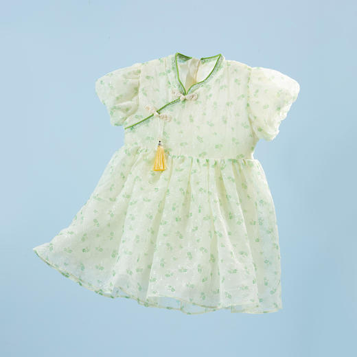 贝贝怡童装儿童女国风连衣裙2024夏新款女宝宝新中式甜美旗袍裙子ZB2DQ003 商品图7