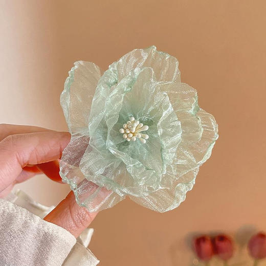 【绝美啦❗️超仙欧根纱花朵发夹】2025年新款度假风刘海夹森系花花夹子，带上秒拍氛围感照片美出新高度，网红夹子发饰仙女款发饰后脑勺夹QQ 商品图8
