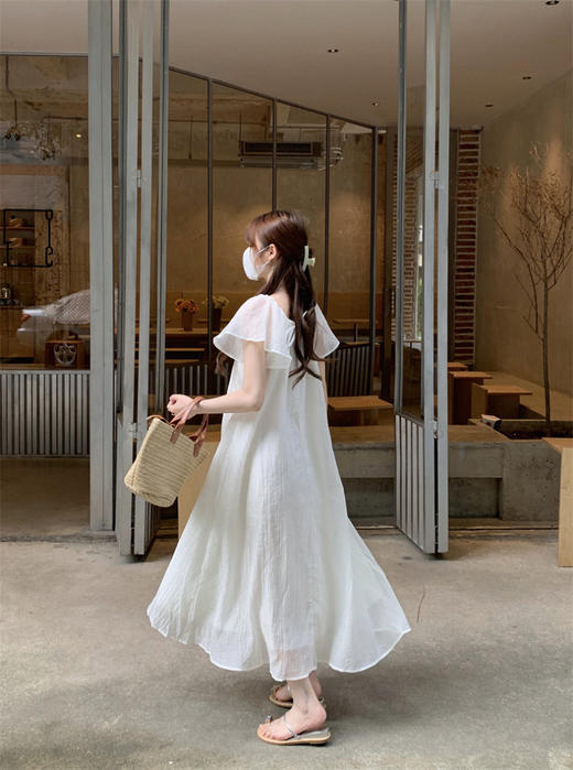 【GZ】无忧购法式温柔海边度假风宽松显瘦居家外穿小飞袖连衣裙1819（截单后7天发货)25年清仓捡漏 商品图3