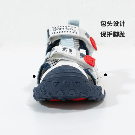 贝贝怡童鞋2022夏季男童凉鞋小童宝宝儿童凉鞋防滑魔术贴ZB2DX020 商品图5