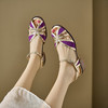 【预售5天】包头拼色一字扣粗跟凉鞋女夏季新款女鞋复古编织中跟罗马鞋MLNS&DY625 商品缩略图0