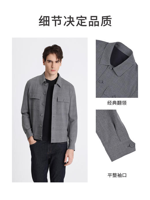 callisto灰色绵羊毛混纺夹克棉夹克 STFEJ203C 商品图2