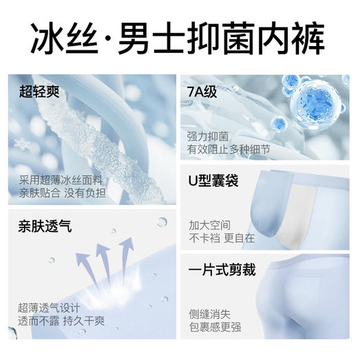 【39.9元3条】【59.9元5条】【秀黛】男士冰丝内裤L5335302T【线上专供款】【内裤非质量问题不退换】【内裤非质量问题不退换】 商品图3