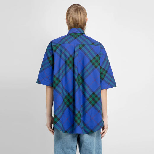 BURBERRY 巴宝莉 男士马术骑士徽标刺绣格纹棉质短袖衬衫 格子 8082902 B7369 商品图2