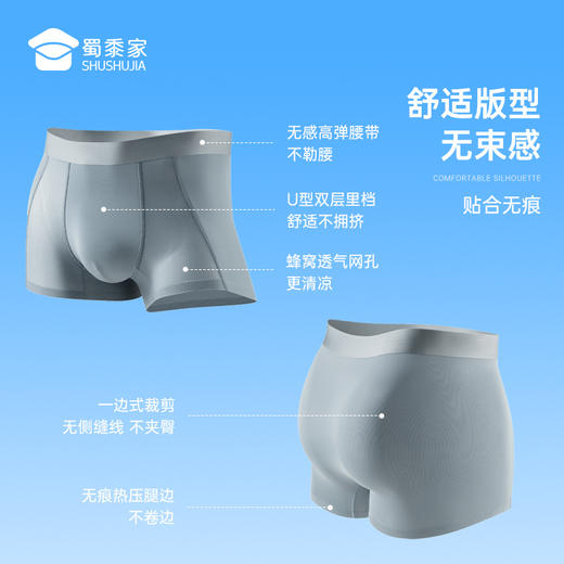 【实付满399送保温杯】【冰丝网孔抑菌无痕男士内裤】透气无痕四角短裤高弹凉感平角裤衩 商品图4