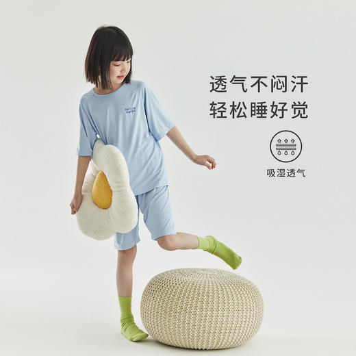 cicochild夏季款儿童五分袖家居服套装女童吸湿排汗睡衣两件套 商品图3