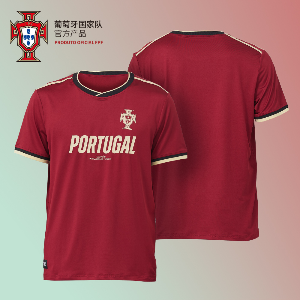 葡萄牙国家队官方商品丨红金复古T恤经典队徽夏季短袖运动足球迷