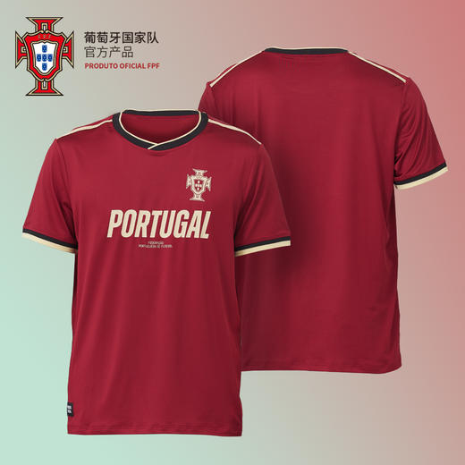葡萄牙国家队官方商品丨红金复古T恤经典队徽夏季短袖运动足球迷 商品图0