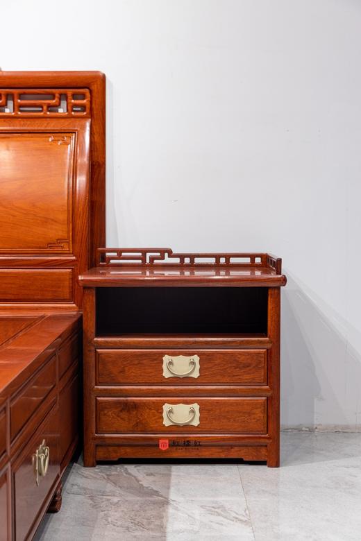 红桥红  家具严选  缅甸花梨（大果紫檀）【180 曲尺弯背素面 高低床 三件套】 商品图4