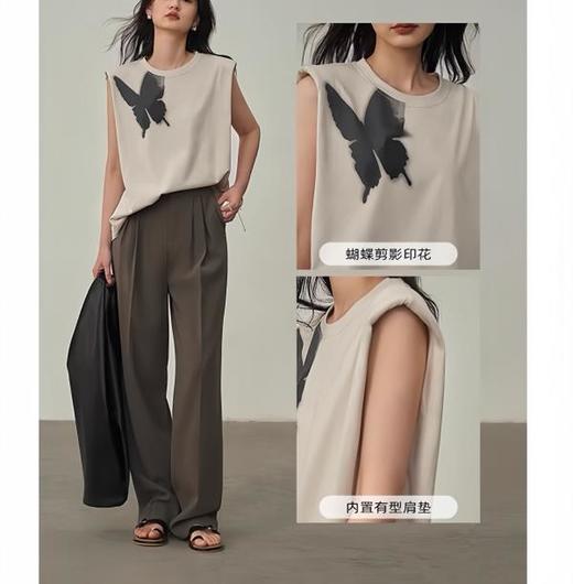 【YOLO ZOE】 燕尾蝶无袖背心 纯棉面料 软糯亲肤透气十足，内置直角垫肩 完美展现纤细手臂线条 商品图1