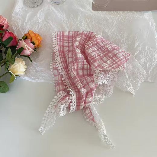 【法式三角巾】女士蕾丝 夏季防晒薄款透气百搭时尚头巾 飘带头发带丝巾 商品图11