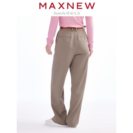 【长裤】 女装亲肤舒适爽滑立体双褶通勤宽松直筒长裤 1N2224502 商品图1