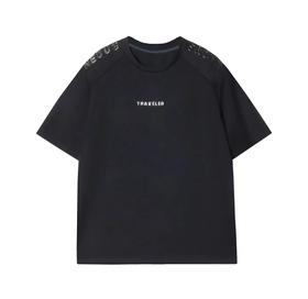 2326夏季新款金属字母拼接男士上衣时尚百搭圆领T恤简约宽松短袖