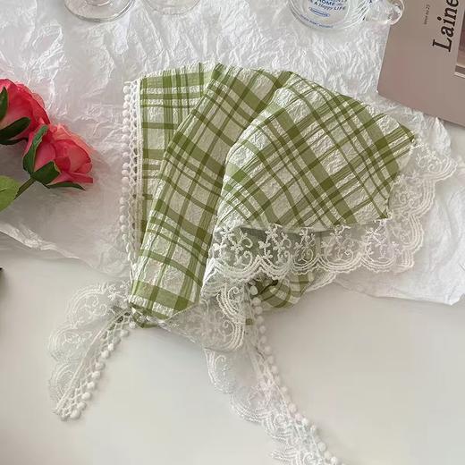 【法式三角巾】女士蕾丝 夏季防晒薄款透气百搭时尚头巾 飘带头发带丝巾 商品图12