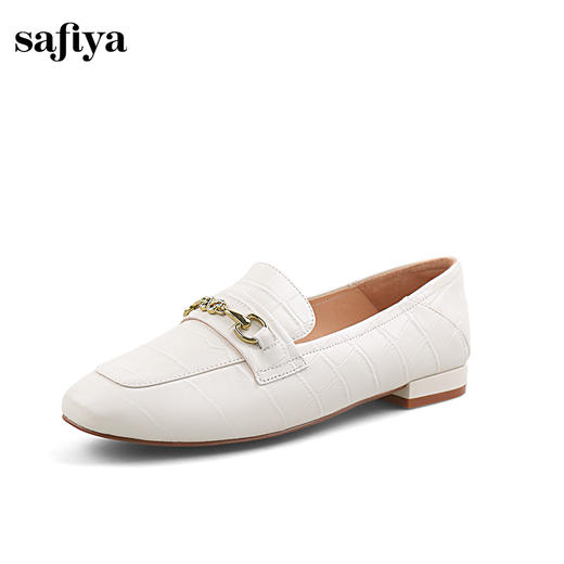 Safiya/索菲娅2024复古金属扣真皮石头纹通勤单鞋 SF41112413 商品图3