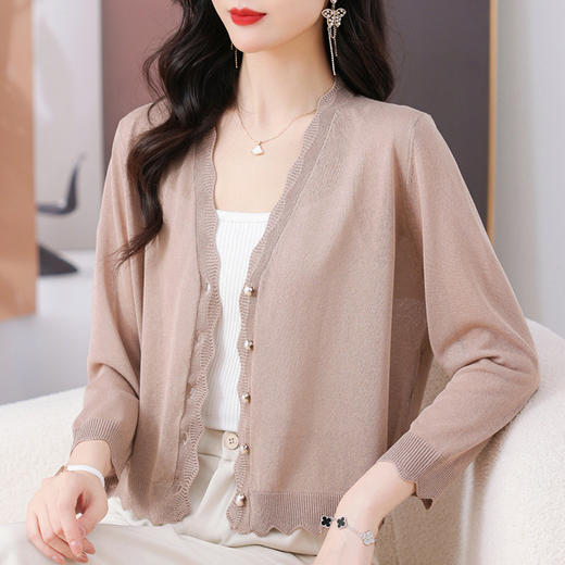 CC101-90956冰丝针织空调外套女士夏季短披肩薄款配裙子2024小外搭防晒开衫 商品图3