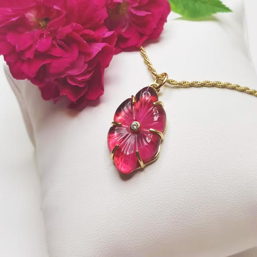 北京仓｜Leticia Ponti-Collier Camila-玫瑰色碧玺 水晶 花朵 项链［法国设计师］ 商品图0