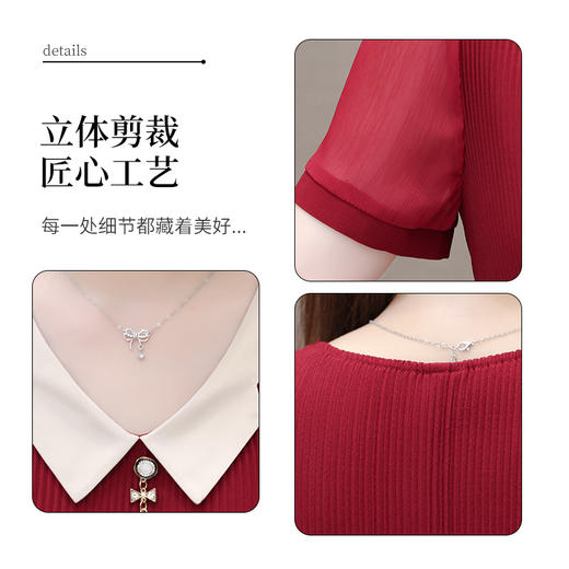 时尚优雅连衣裙，百褶裙中长款纯色A字裙QYM- LRX-YMS2425-Y 商品图3