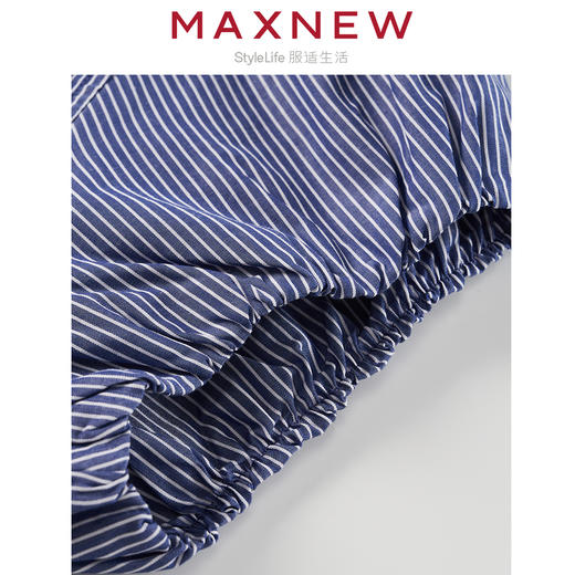 【裙装】 女装亲肤透气棉感条纹简约廓形花苞袖H版连衣裙 1N2225313 商品图3