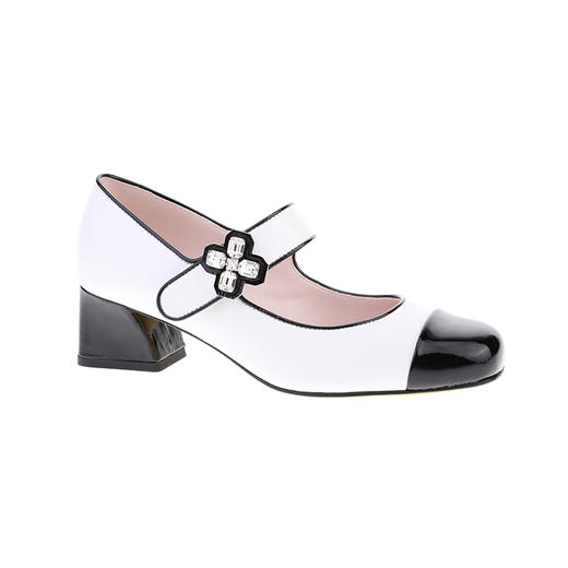 sheme蝶雨彩虹系列水晶扣饰点缀皮料拼接优雅时尚女士玛丽珍单鞋可定制 商品图10