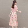 中长款假两件碎花时尚雪纺裙，荷叶袖修身气质国风连衣裙QYM- OMS-FQA426-L 商品缩略图2
