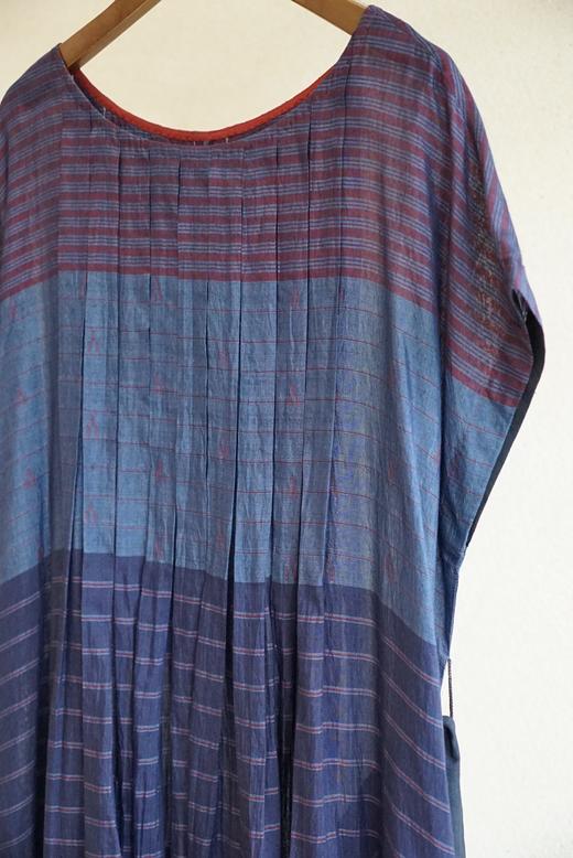 MAKU textiles｜丝棉箱褶条纹连衣裙(配腰带) 商品图8