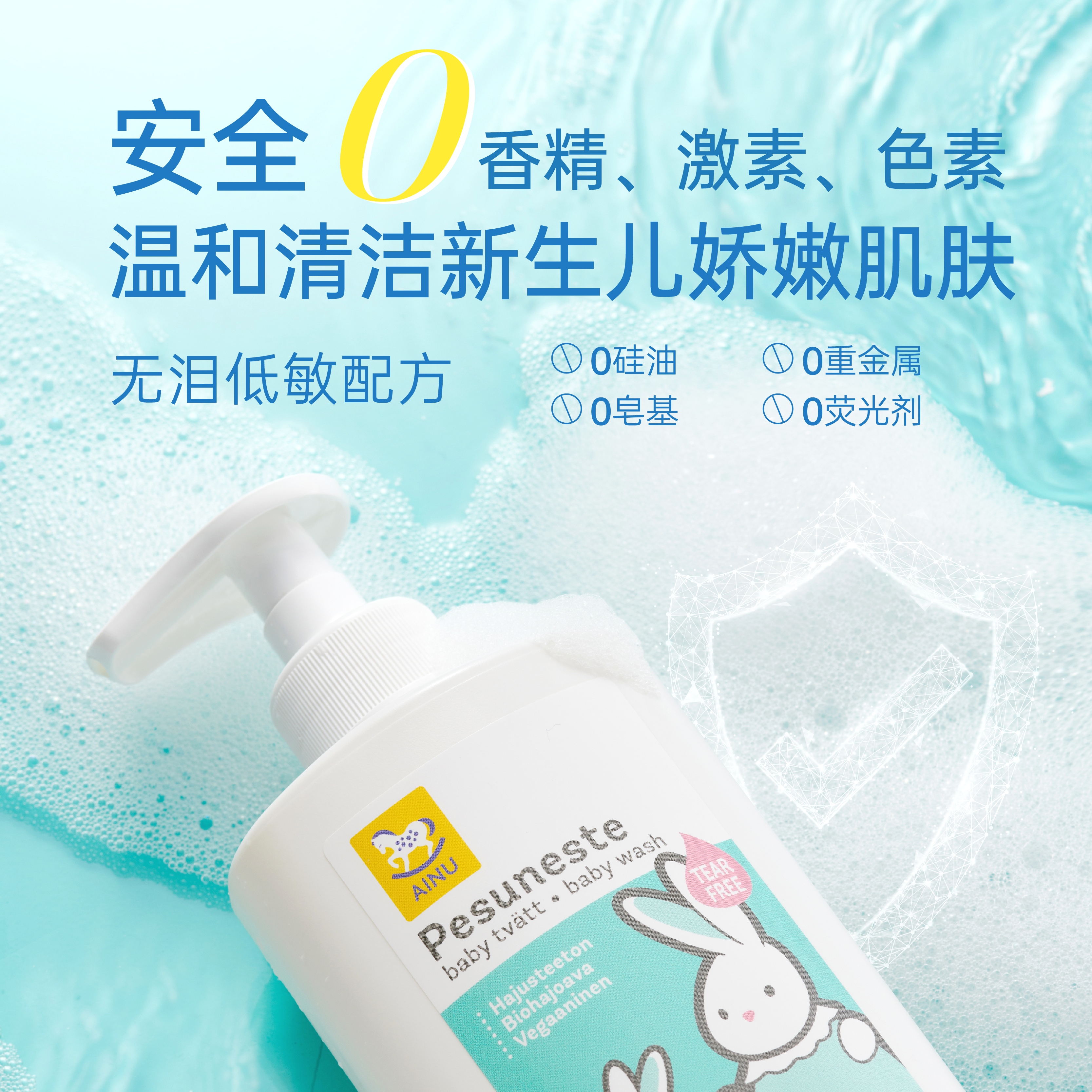 【海淘】芬兰AINU婴幼儿洗发沐浴安全无泪低敏配方