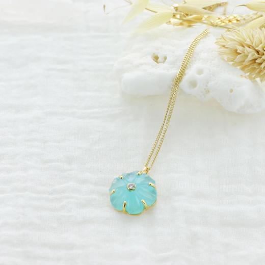 北京仓｜Leticia Ponti-Collier Iris-海蓝宝色 玉髓 花朵 项链［法国设计师］ 商品图0