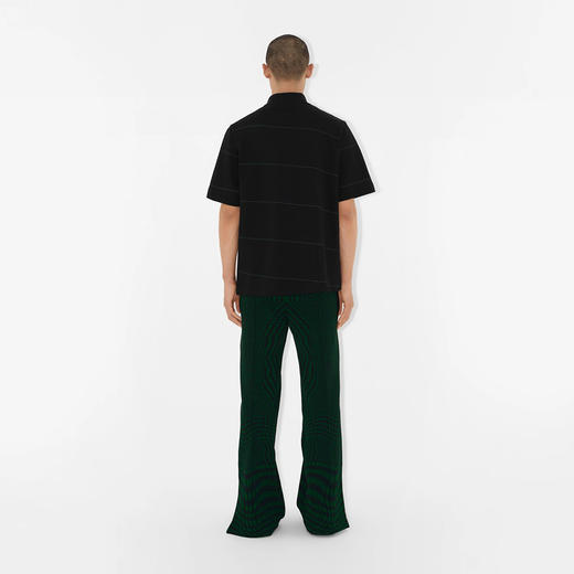 BURBERRY 巴宝莉 男士马术骑士徽标刺绣条纹棉质短袖 Polo 衫 黑色 8083718 A1189 商品图3